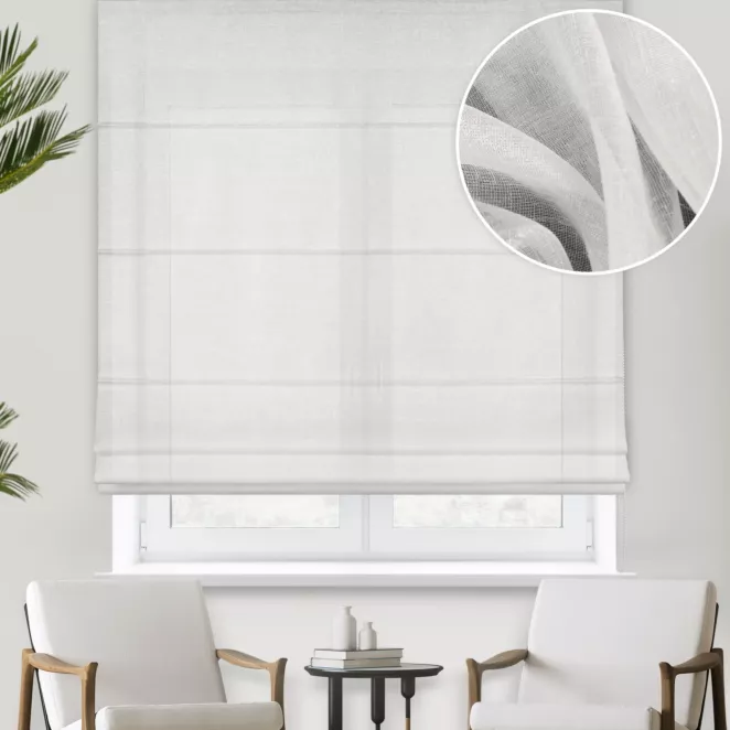 Roleta rzymska BLANKA kremowa z etaminy o naturalnym splocie i lekkim połysku