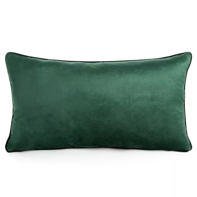 Poduszka 30 x 50 cm welwetowa ciemnozielona z kontrastującą lamówką GAJA 3
