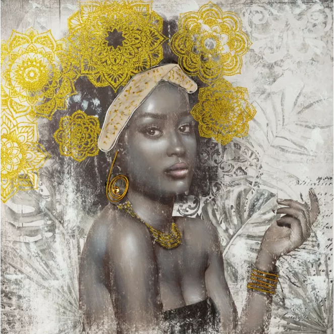 Obraz ADELE kolaż na płótnie ze złotymi elementami