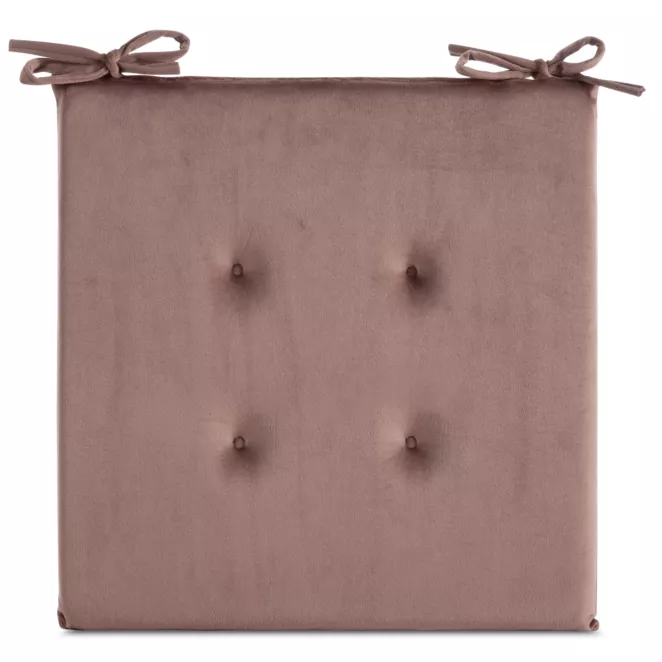 Poduszka na krzesło 40 x 40 x 3 cm welwetowa ciemnoróżowa z ozdobnym pikowaniem i praktycznymi troczkami GAJA