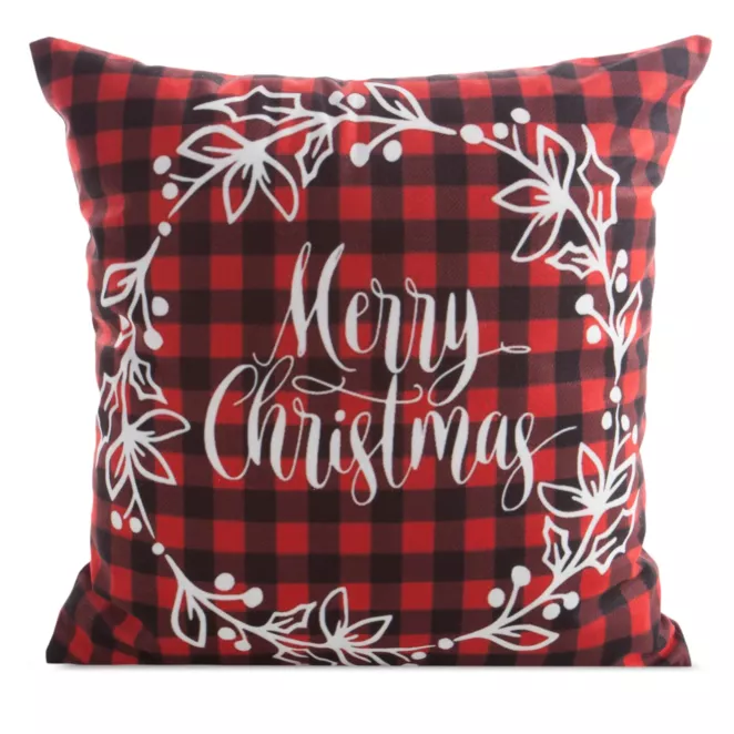 Poszewka na poduszkę 45x45 cm welwetowa czerwono, biała zdobiona świątecznym motywem