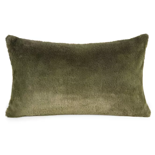 Poszewka na poduszkę 30x50 cm oliwkowa z miękkiej futrzanej tkaniny NINA