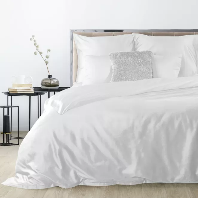 Pościel 220x200 cm gładka z satyny bawełnianej kolor biały DINA Diva Line
