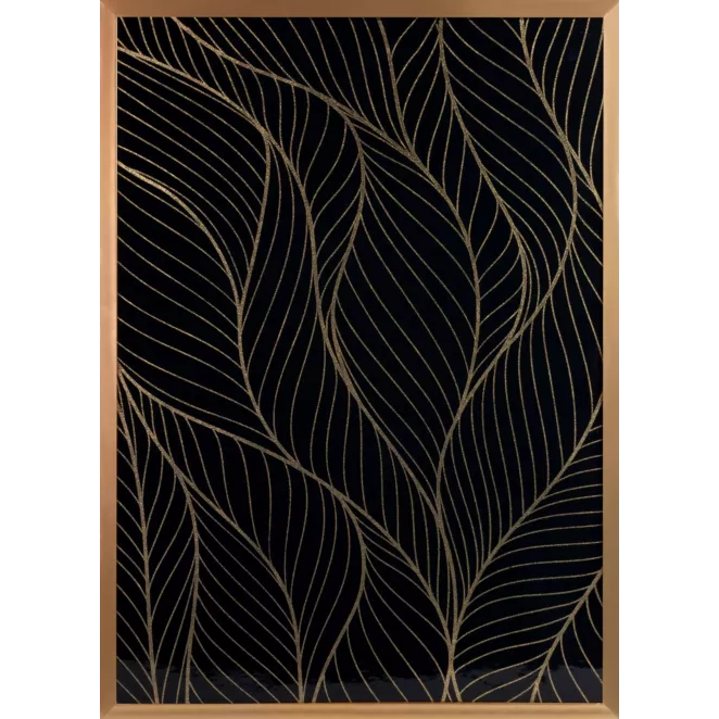 LIMITED COLLECTION Obraz LOTOS 4 ze złotym błyszczącym nadrukiem w złotej ramie