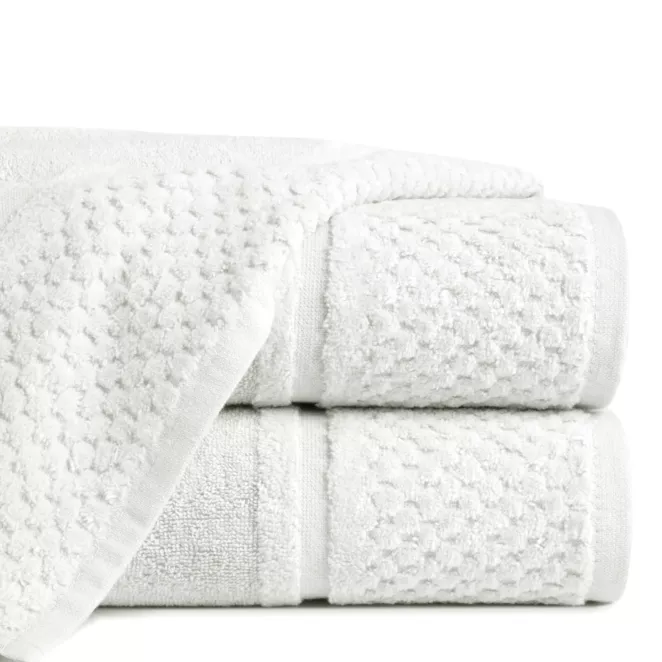 Ręcznik do rąk 30x50 cm bawełniany kolor kremowy z efektowną bordiurą 550 g/m2 IBIZA