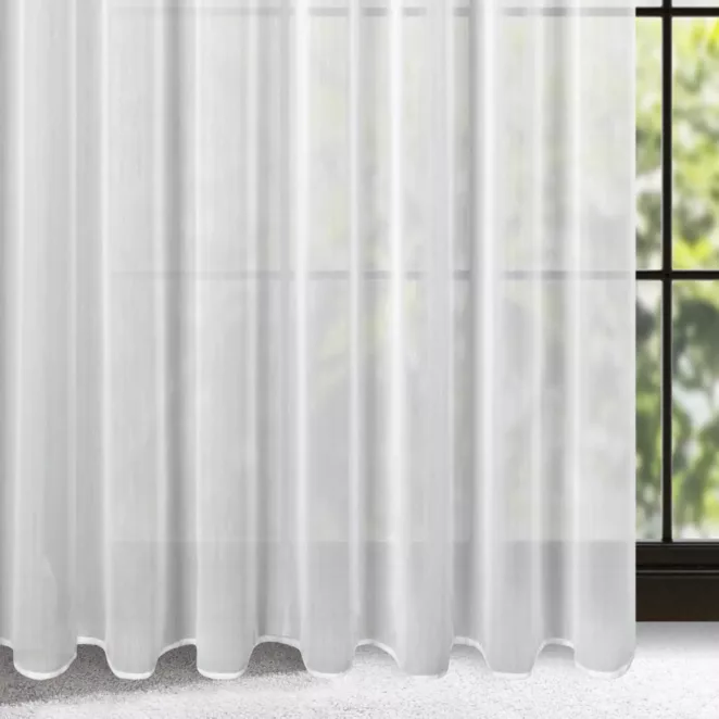 Firana biała z gładkiej tkaniny o naturalnym wyglądzie 300x260 cm przelotka KALIA