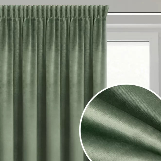 Zasłona oliwkowa z tkaniny welwetowej 135x300 cm taśma - ROSA - Design 91