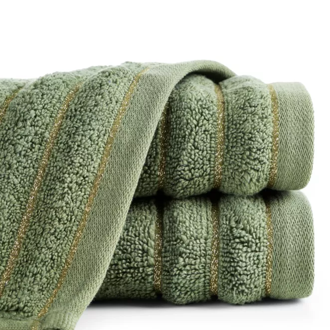 Ręcznik kąpielowy 30x50 cm bawełniany kolor zielony z błyszczącą bordiurą 500 g/m2 NADINE