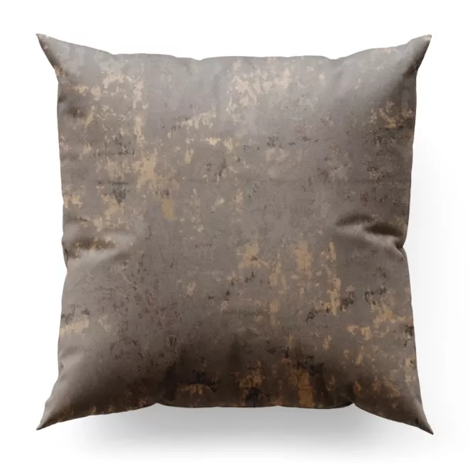 Poszewka szyta ciemnobeżowo złota z grubej, matowej tkaniny welwetowej z połyskliwym nadrukiem Italissima Eva Minge