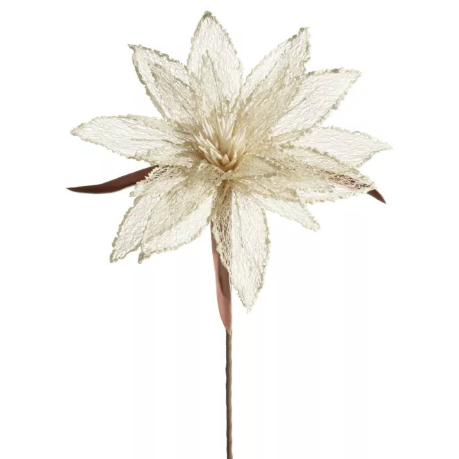 Kwiat sztuczny kremowy z siateczki 70 cm