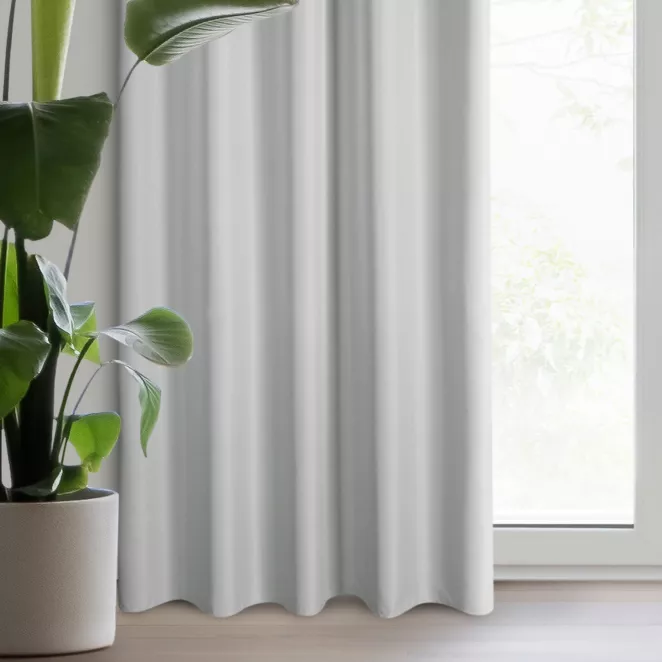 Zasłona srebrna z matowej gładkiej tkaniny 140x270 cm taśma - RITA
