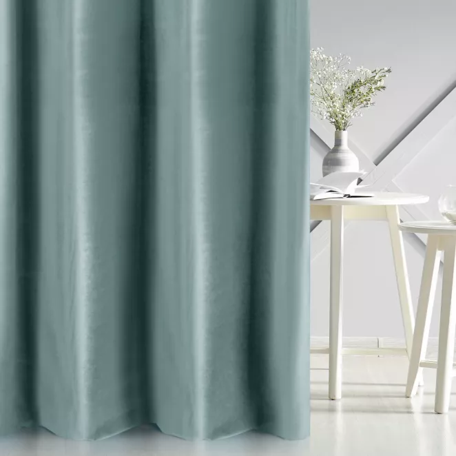 Zasłona szyta na taśmie 5 cm GEMMA ciemnoturkusowa ze szlachetnej grubej tkaniny welwetowej o gramaturze 400g/m2