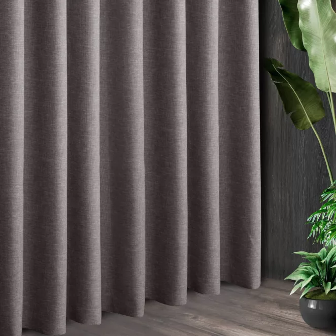 Tkanina zasłonowa zaciemniająca typu blackout, z ozdobnym splotem, z efektem melanżu
