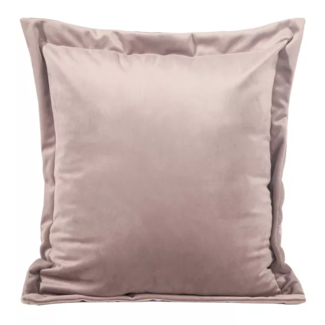 Poszewka na poduszkę 45x45 cm welwetowa pudrowo różowa z ozdobnymi brzegami RIA Diva Line