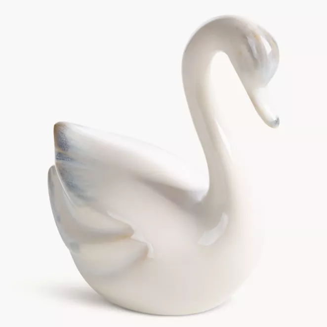 Figurka dekoracyjna łabędź  kremowa 13x7x15 cm AVANI