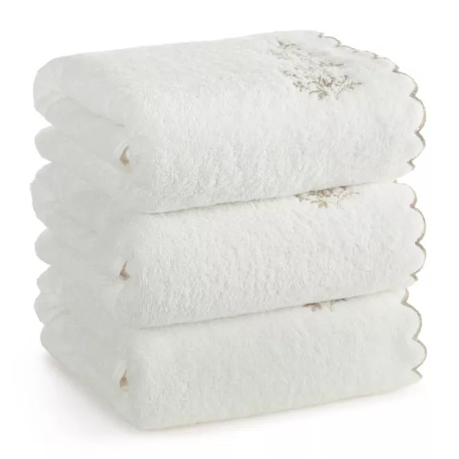 Ręcznik do rąk 30x50 cm bawełniany kolor kremowy z haftem ELARA - kolekcja FOREST SUMMER