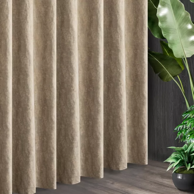 Tkanina zasłonowa, gruba, miękka, szenilowa, z efektem przecierki z kolekcji Eva Minge