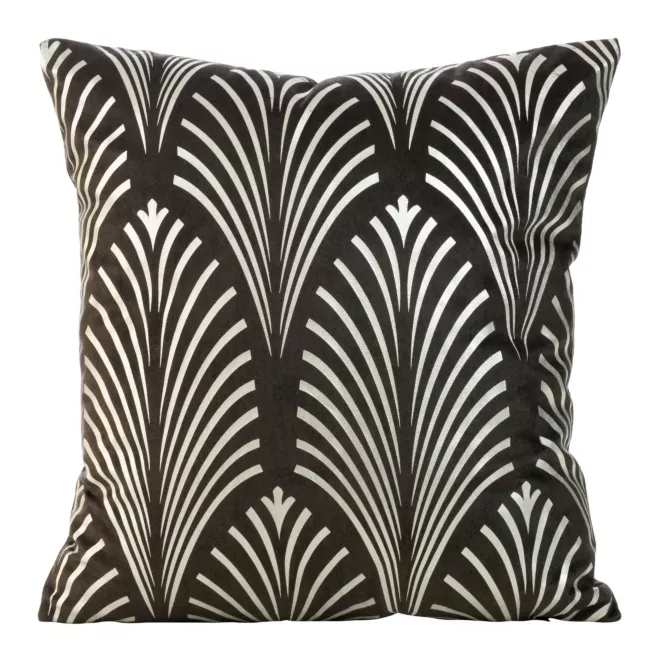 Poszewka na poduszkę 45x45 cm welwetowa czarna z srebrnym nadrukiem BLINK 27