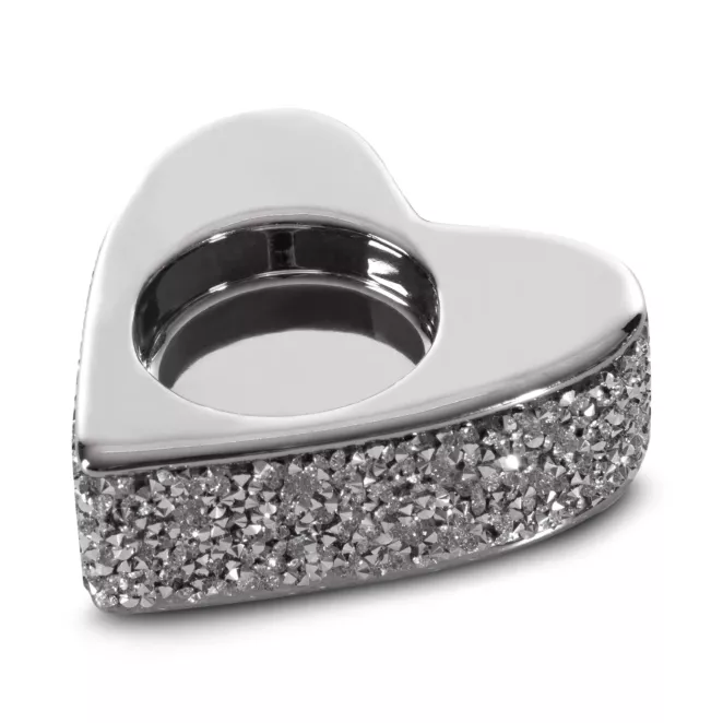 Świecznik ceramiczny PALMERA w kształcie serca zdobiony drobnymi kryształkami, w stylu glamour