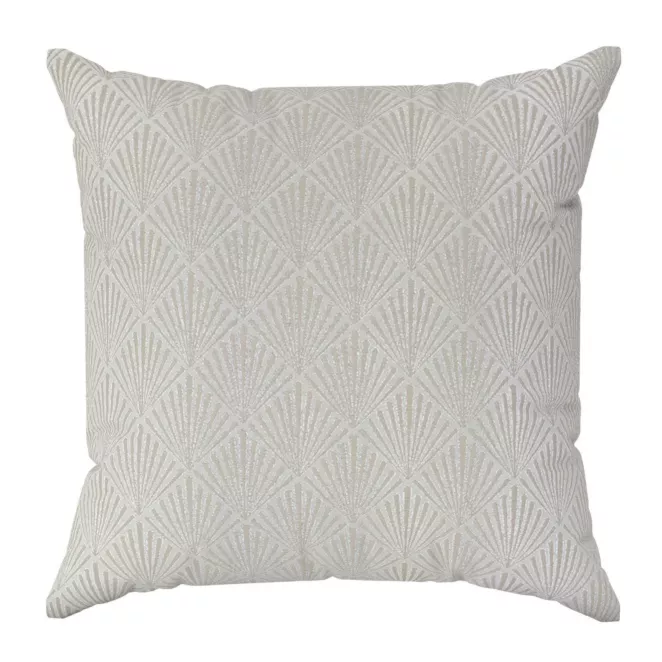 Poszewka szyta kremowa z tkaniny, z geometrycznym wzorem, z dodatkiem połyskującej nici