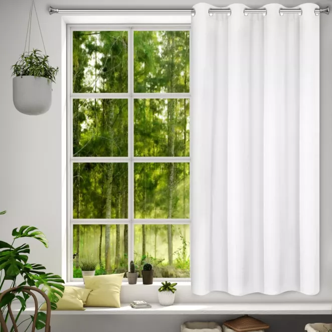Zasłona biała z matowej gładkiej tkaniny 140x175 cm przelotka - RITA