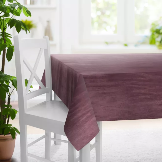 Obrus szyty SAFARI wrzosowy z miękkiej welwetowej tkaniny z połyskiem