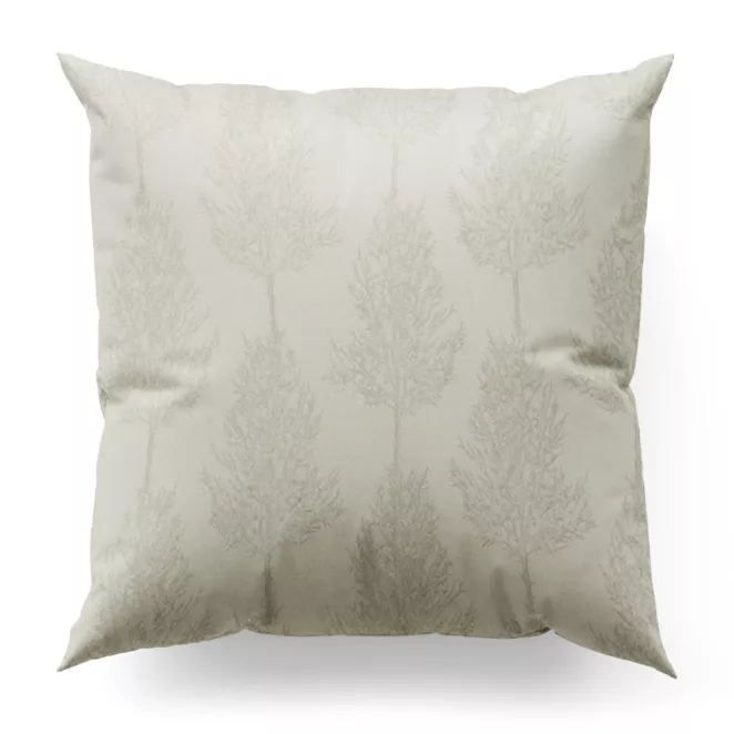 Poszewka szyta kremowo srebrna z tkaniny w botaniczny wzór przetykany nicią metaliczną Italissima Eva Minge