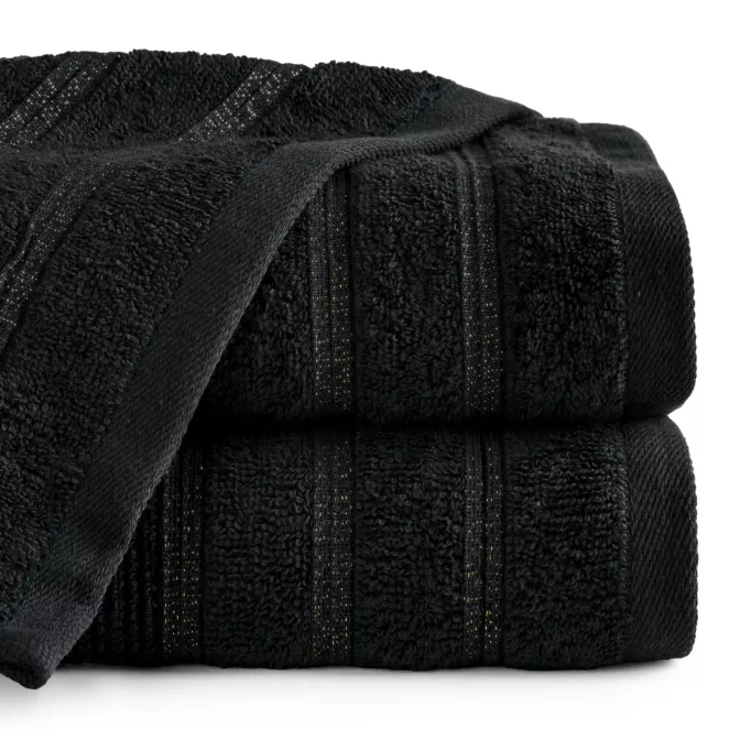 Ręcznik kąpielowy 50x90 cm bawełniany kolor czarny w błyszczące paseczki AMIRA