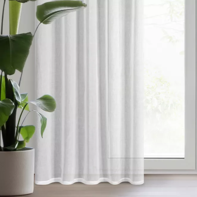 Firana biała z etaminy kreszowana niewymagająca prasowania 140x270 cm taśma MARINA