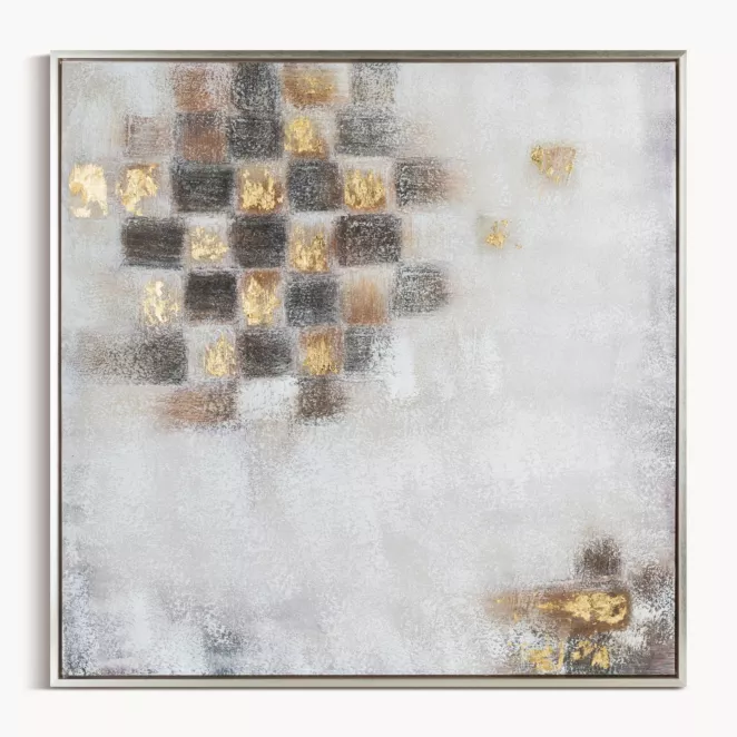Obraz DELUSION 2 ręcznie malowany na płótnie ze złotymi elementami oprawiony w ramę
