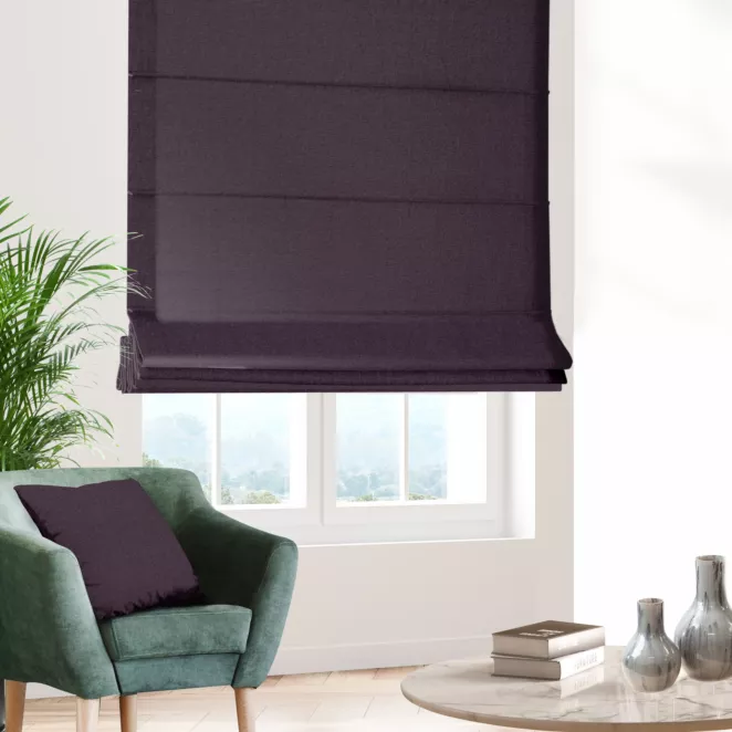 Roleta rzymska DORA - HIT fioletowa z miękkiej tkaniny o welurowej strukturze