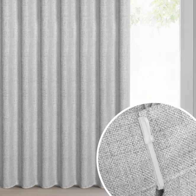 Zasłona srebrna o płóciennym splocie z efektem melanżu 80x270 cm (wymiar podany na gotowo) system flex - JULA