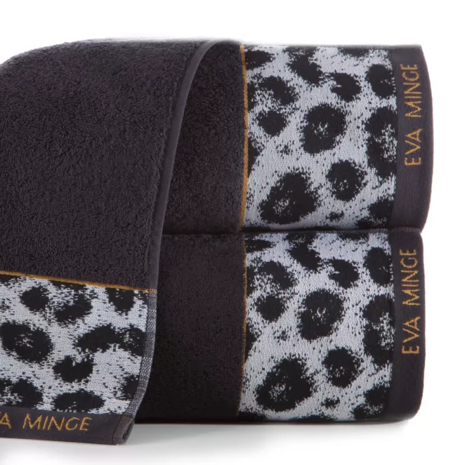 Ręcznik kąpielowy 70x140 cm bawełniany kolor czarny,szary z designerską bordiurą 500 g/m2 EVA 22 Eva Minge