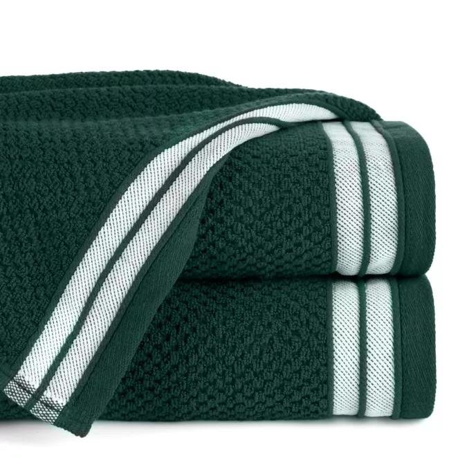 Ręcznik kąpielowy 50x90 cm bawełniany kolor ciemnozielony w pasy 500 g/m2 MADLEN