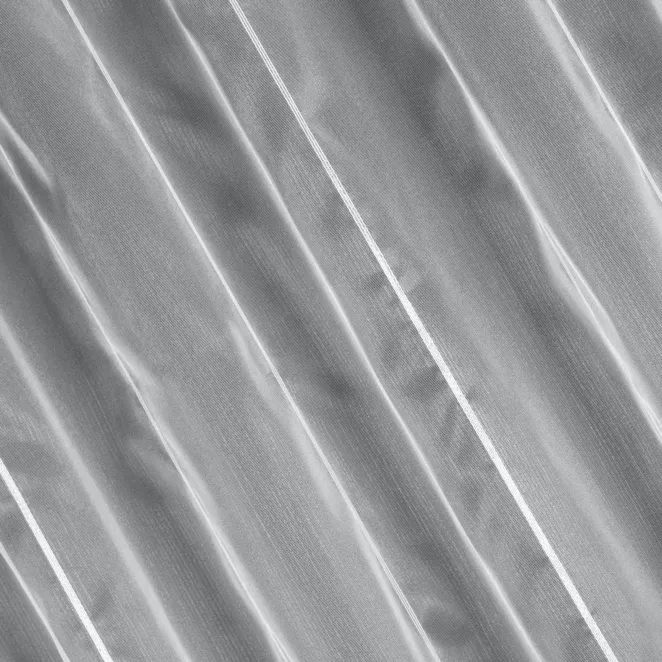 M116/5 Firana szyta na taśmie 5 cm kremowo srebrna z delikatnej siateczki w pionowe paski ze srebrną nitką Italissima Eva Minge