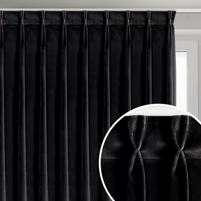Zasłona czarna z welwetowej tkaniny 125x270 cm (wymiar podany na gotowo) system flex - MELANIE