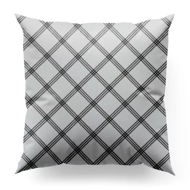 Poszewka szyta biało czarna z miękkiej tkaniny z nadrukiem w kratę