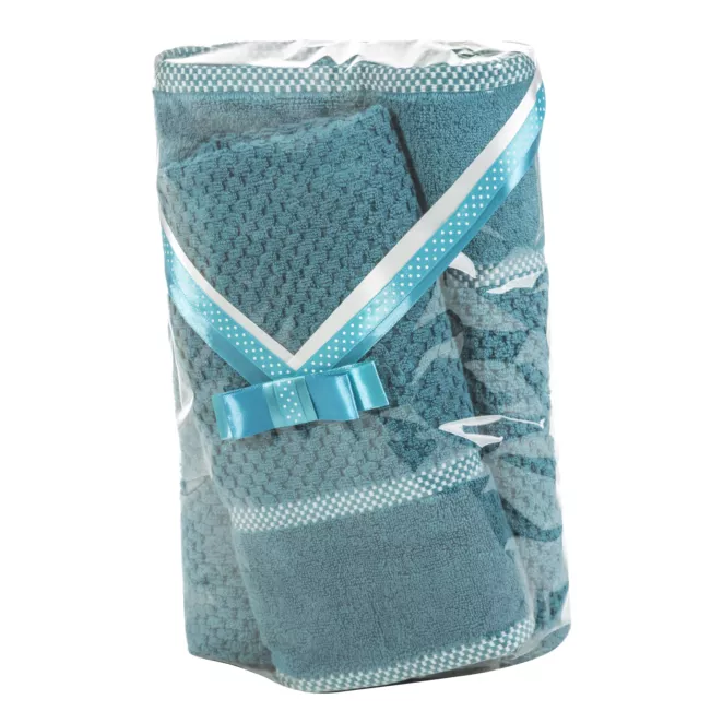 Zestaw ręczników bawełnianych na prezent 1 szt 50x90 cm, 1 szt 70x140 cm kolor ciemnoturkusowy