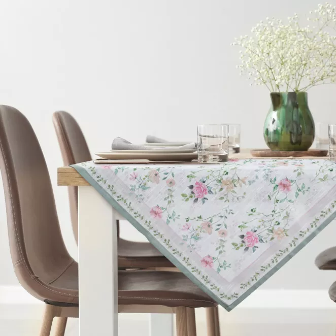 Bieżnik na stół naturalno, zielony 90x90 cm SUMMER 7 z gładkiej i miękkiej tkaniny