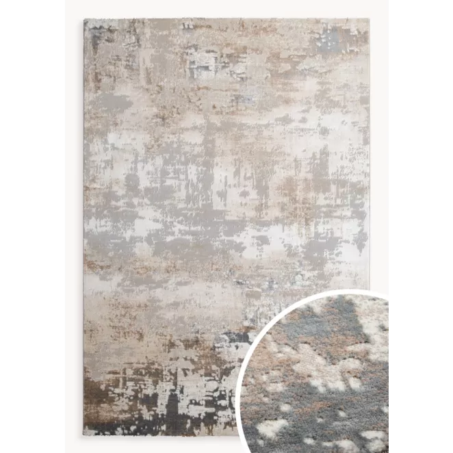 Dywan 60x100 cm jasnoszary, beżowy zdobiony abstrakcyjnym wzorem ASIA 2