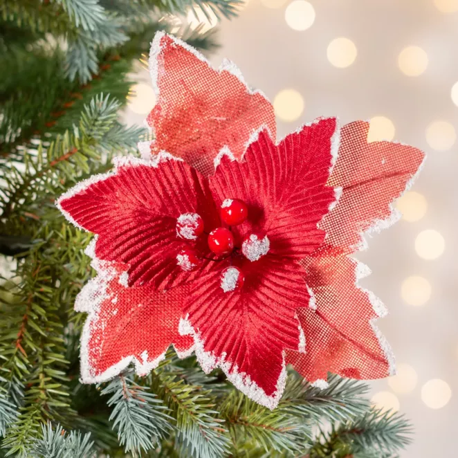 Świąteczny kwiat dekoracyjny z dwóch rodzajów tkanin