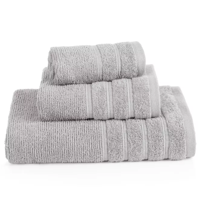 Ręcznik kąpielowy 50x90 cm bawełniany kolor srebrny w błyszczące paseczki AMIRA