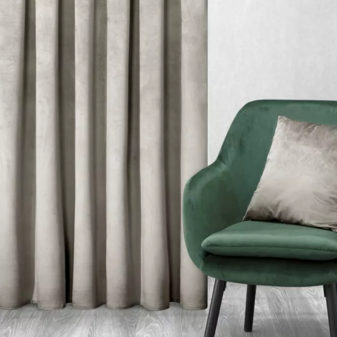 Zasłona welwetowa beżowa gładka 140x250 cm przelotka - PIERRE