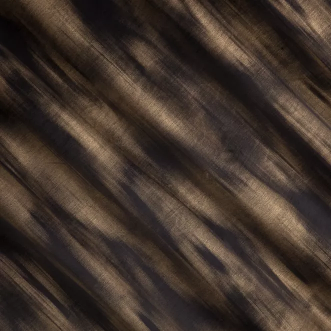 M305/6 Zasłona szyta na taśmie 5 cm czarno złota z tkaniny satynowej z połyskliwym nadrukiem Italissima Eva Minge