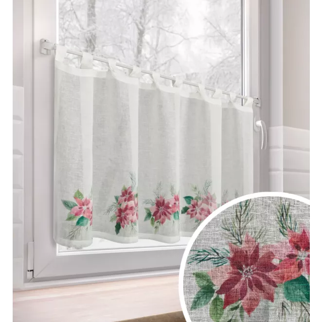 Zazdrostka świąteczna biało, czerwona zdobiona nadrukiem gwiazd betlejemskich 150x60 cm szelki - XSMAS 3