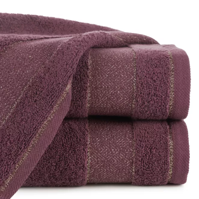 Ręcznik kąpielowy 70x140 cm bawełniany kolor bordowy z ozdobną bordiurą 500 g/m2 NESSY