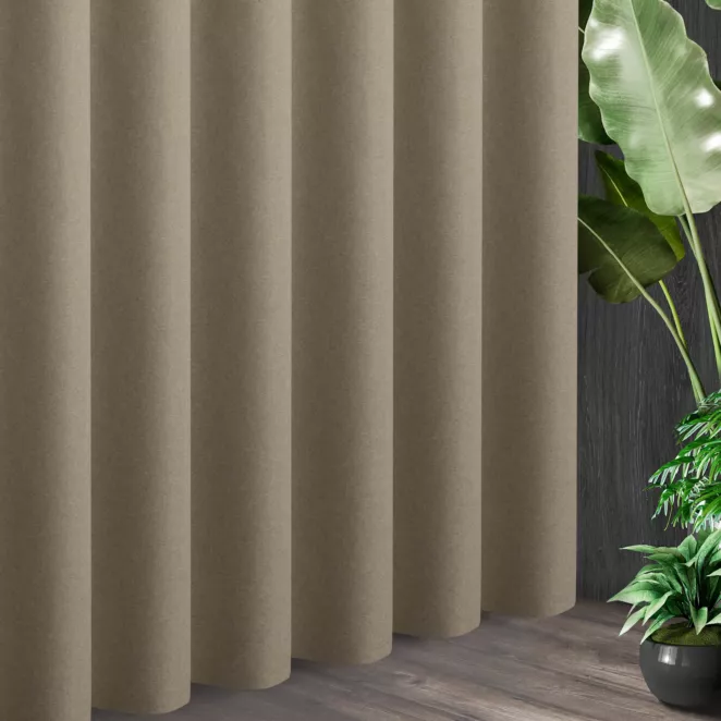 Tkanina zasłonowa typu blackout 100% zaciemnienia i widocznym splocie