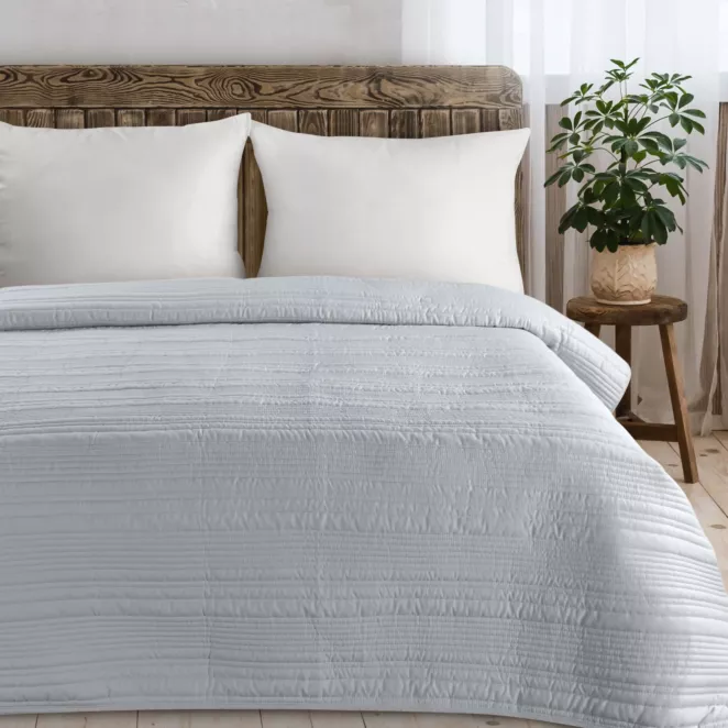 Narzuta matowa srebrna 170x210 cm pikowana metodą tradycyjną TARA Eurofirany Premium