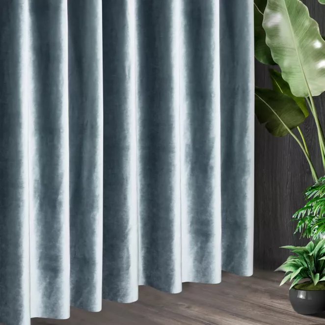 Tkanina zasłonowa gładka, miękka, welwetowa, z wyraźnym połyskiem z kolekcji Eva Minge