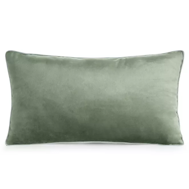 Poduszka 30 x 50 cm welwetowa oliwkowa z kontrastującą lamówką GAJA 3